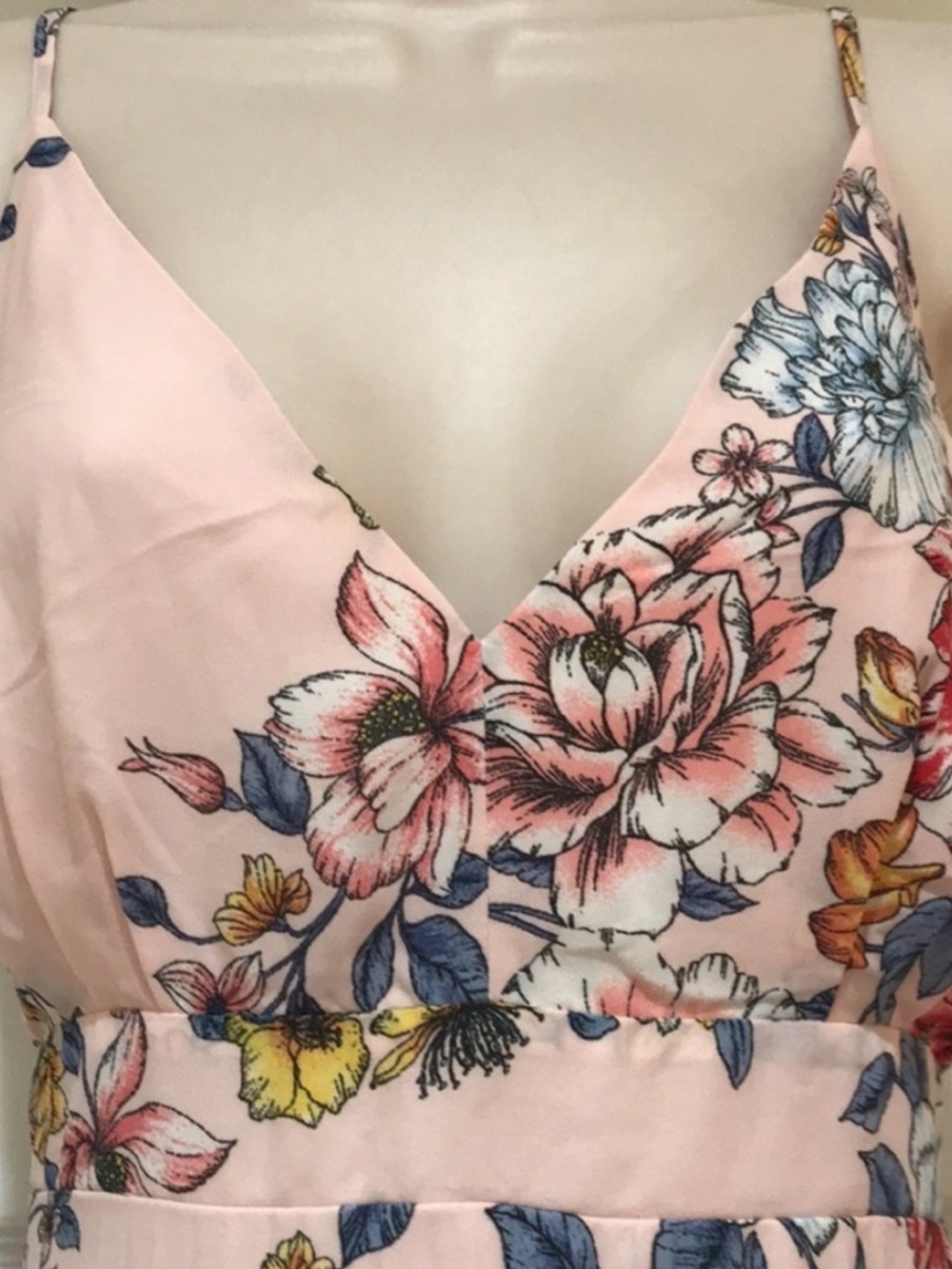 Pink Floral Maxi Dress with V-Neck - Picture 3 of 10